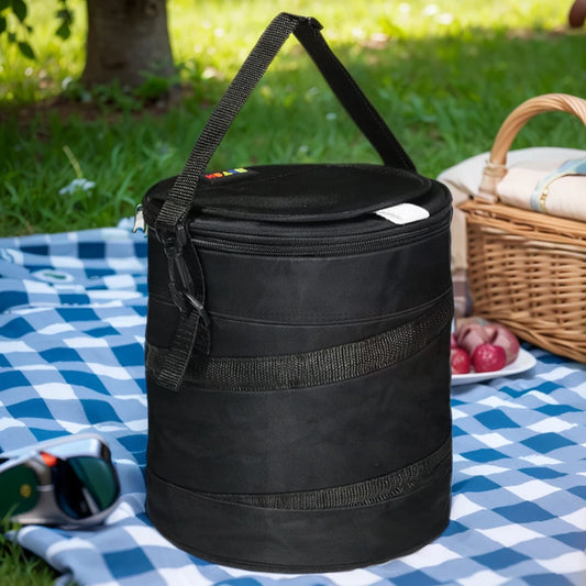 Black cooler bag with carrying strap on a picnic table Alternate View - Fairway Fort™