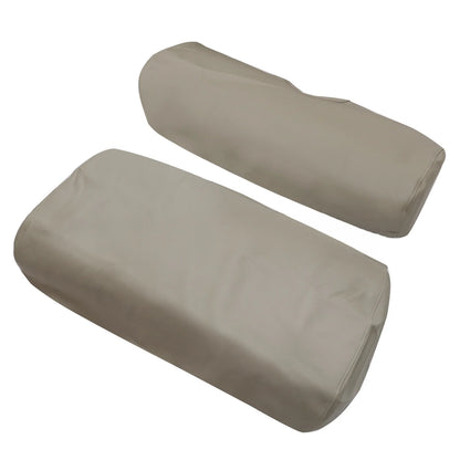 Tan bench and broad one-piece backrest upholstery skins shown separately